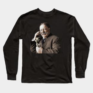 William Howard Taft Smiling During A Telephone Call - 1908 - Colorized Long Sleeve T-Shirt